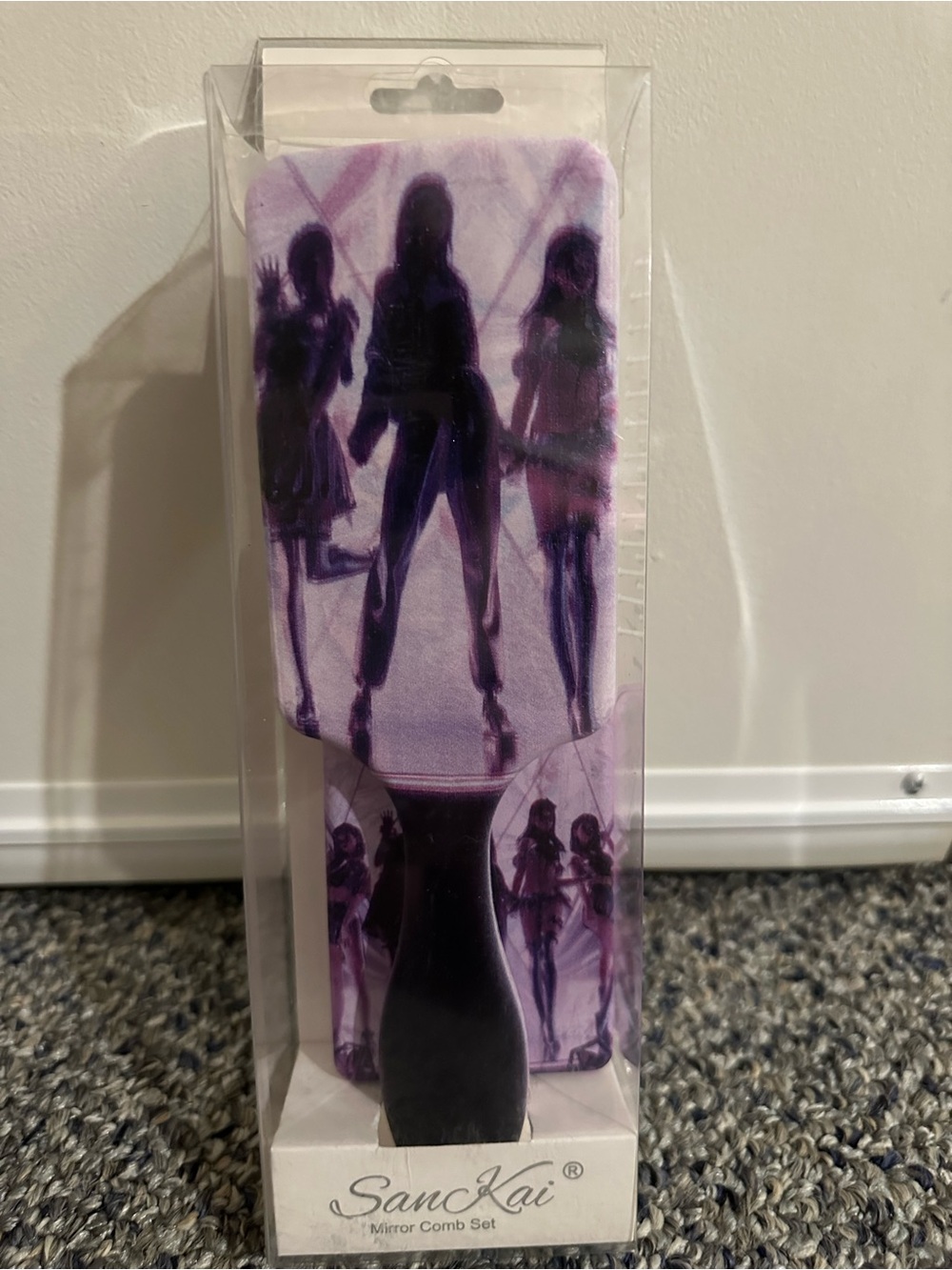 K-Pop Comb Set - Purple Silhouette Design contents : brush & mirror - Picture 1 of 2